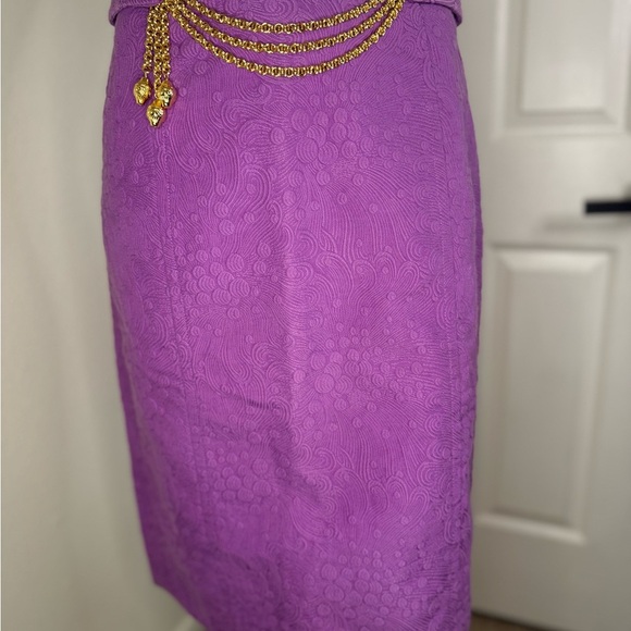 Milly Of New York Elegant Purple Skirt with Gold Accents. #236 - Picture 7 of 16